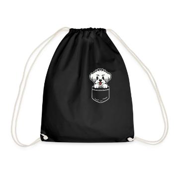 Malteser Hund Pocket Tasche Geschenk - Turnbeutel - Schwarz - Vorne
