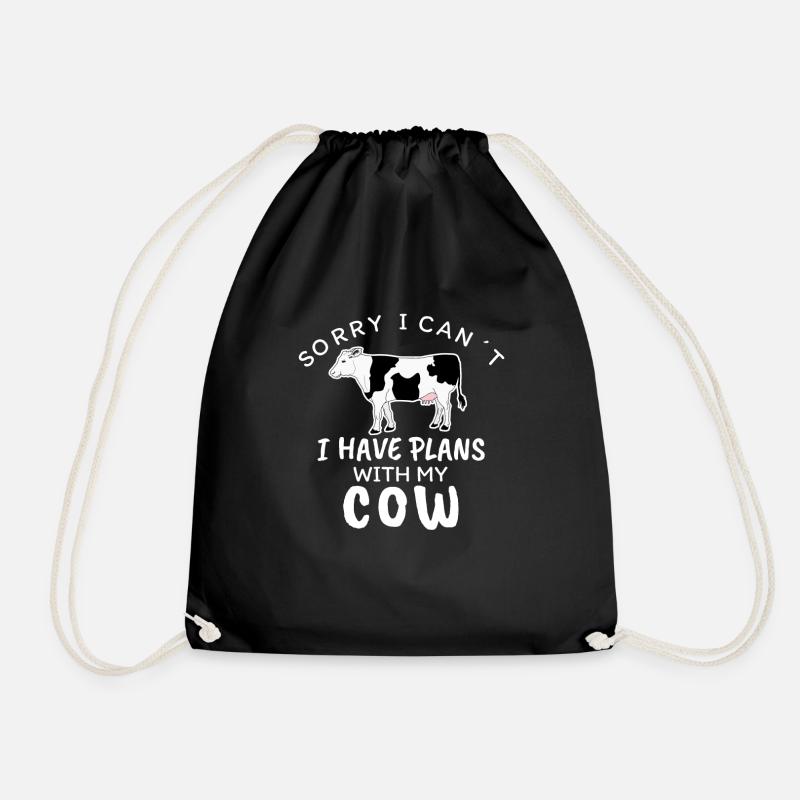 cow - Drawstring Bag - black