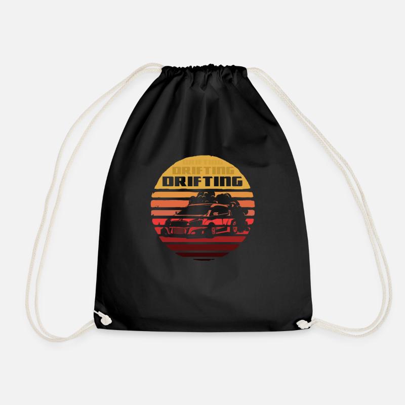 Drifter Auto Drifting Car Circle - Drawstring Bag - black
