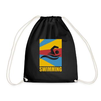 Schwimmen Vintage Schwimmer Tauchen Retro Geschenk - Turnbeutel - Schwarz - Vorne