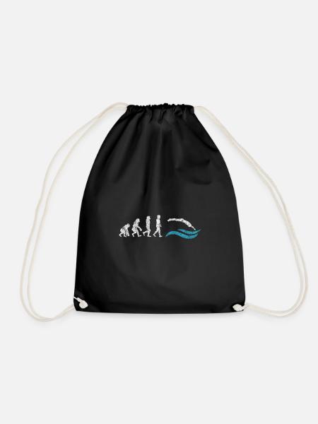 Schwimmer Evolution Affe Geschenk Sprung - Turnbeutel - Schwarz