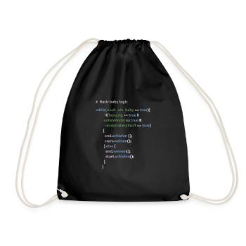 Baby Logik Werdender Vater Informatiker Geschenk - Turnbeutel - Schwarz - Vorne