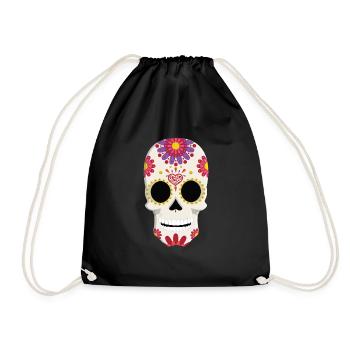 Idée cadeau crâne mexicain - Sac de sport léger - noir - Devant