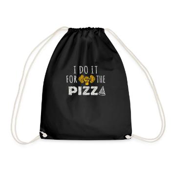 Funny Gym T-Shirt for Pizza Lovers, Do it for the - Drawstring Bag - black - Front