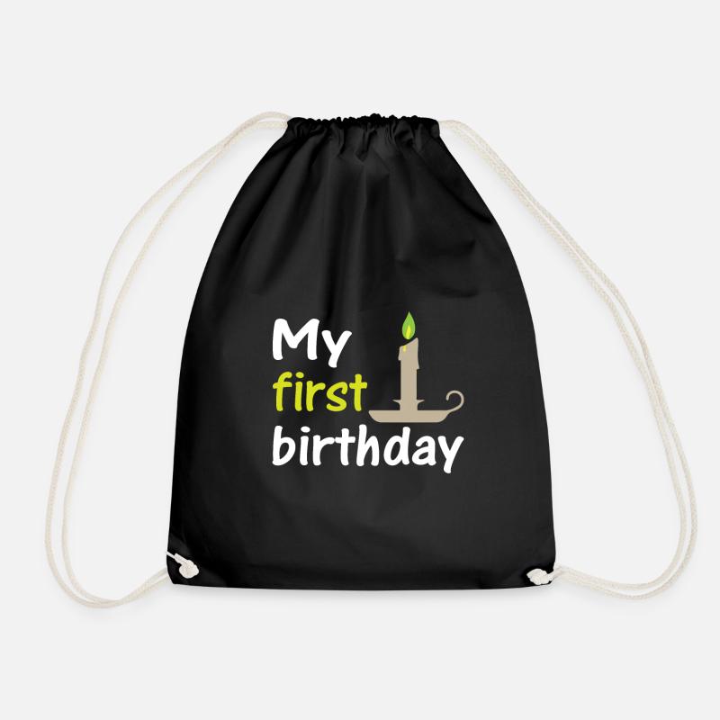 My first Birthday, mein erster Geburtstag - Turnbeutel - Schwarz