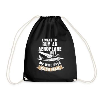 I want to buy an aeroplane. - Drawstring Bag - black - Front