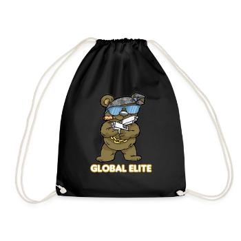 GLOBAL ELITE TEDDY Pistole Gamer Ego Shooter CS GO - Turnbeutel - Schwarz - Vorne