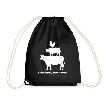 Vegan Vegetarian Animal protection Animal rights Love of animals - Drawstring Bag - black - Front