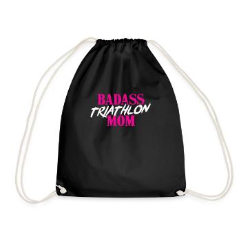 Badass Triathlon Mom Geschenk Triathlet Mutter - Turnbeutel - Schwarz - Vorne