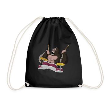 Le gorille joue de la batterie - Sac de sport léger - noir - Devant