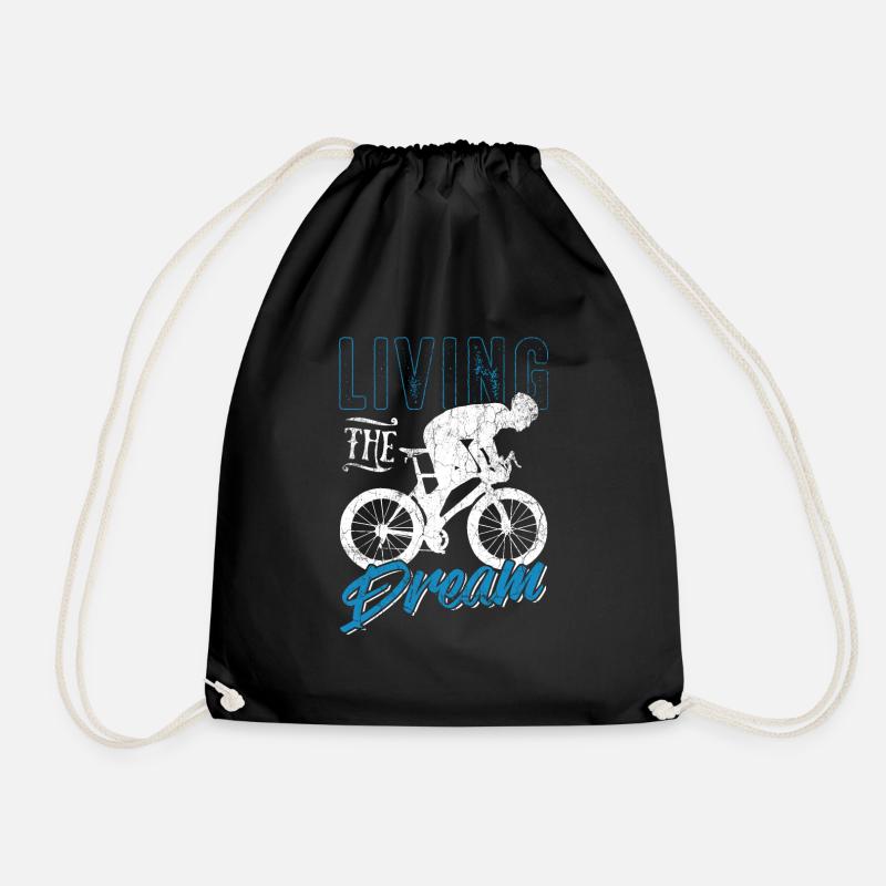 Cycling cycling - Drawstring Bag - black