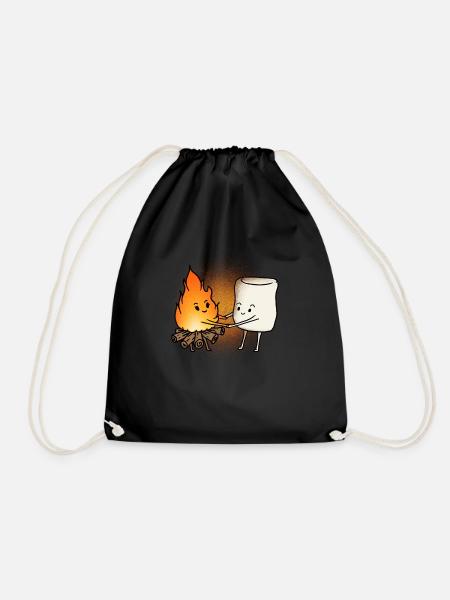 Marshmallow Man und Feuer Camping Geschenk - Turnbeutel - Schwarz