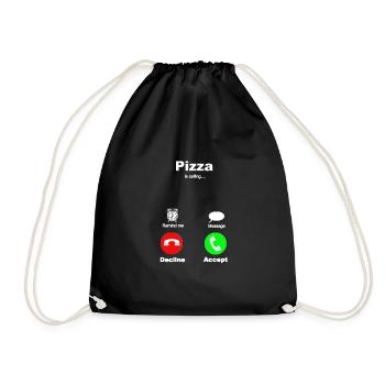 Pizza Mobile calling Pizza Mobile Phone I love Pizz - Drawstring Bag - black - Front