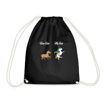 Deine Tante Meine Tante Pferd Einhorn Geschenk - Turnbeutel - Schwarz - Vorne