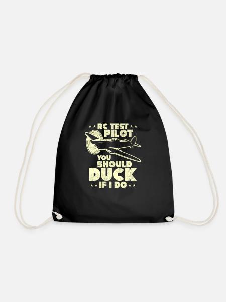 Remote Controlled Airplane Gift Aviator RC - Drawstring Bag - black