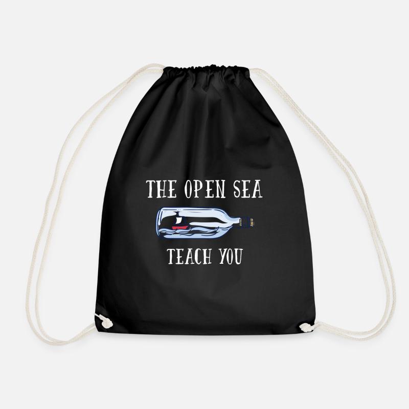 The open Sea teach you Bottle Ship - Drawstring Bag - black