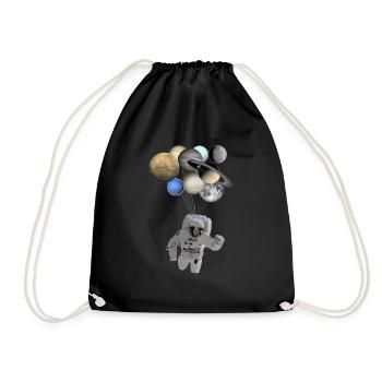 Astronaut in space/universe with planets - Drawstring Bag - black - Front