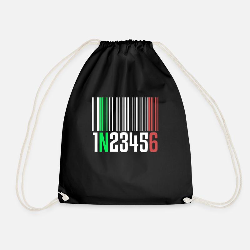 1N23456 Motorcycle Gear One Down Five Up Barcode - Drawstring Bag - black