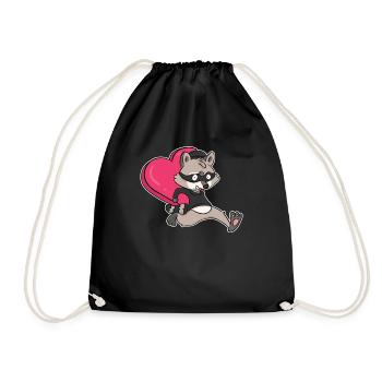 Valentinstag Waschbär Herz Liebe Geschenk Süß Bär - Turnbeutel - Schwarz - Vorne