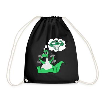 gym fitness hantel bizeps dinosaurier geschenk fun - Turnbeutel - Schwarz - Vorne