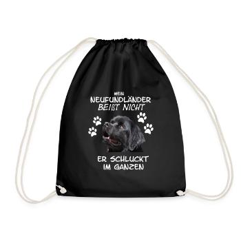 Newfoundland dog - Drawstring Bag - black - Front