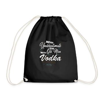Never underestimate the old man with vodka tshirt - Drawstring Bag - black - Front