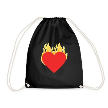 Cœur en flammes / Cadeau - Sac de sport léger - noir - Devant