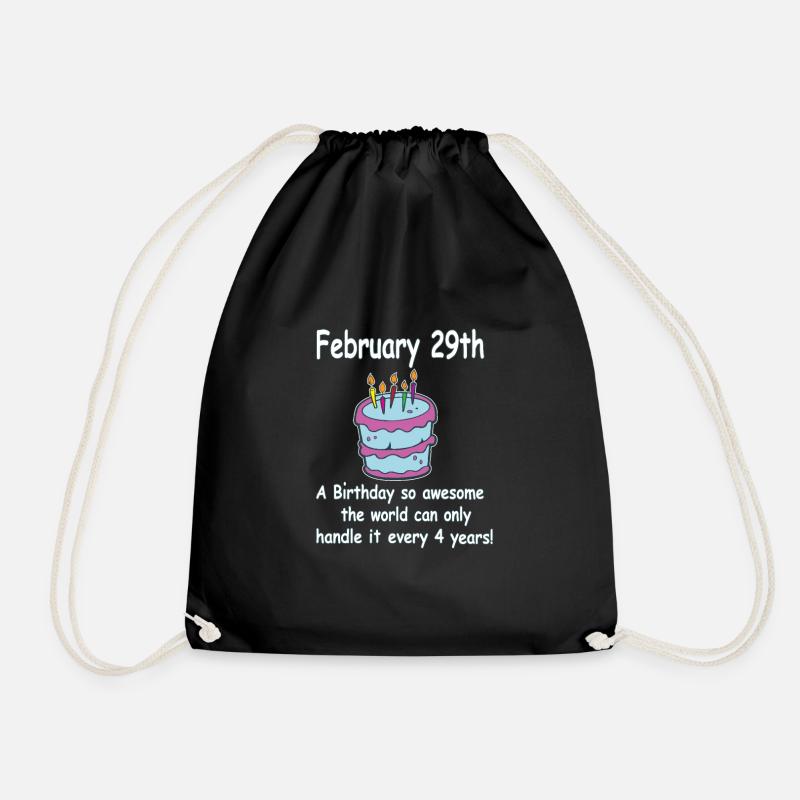 February 29th birthday leap year gift - Drawstring Bag - black