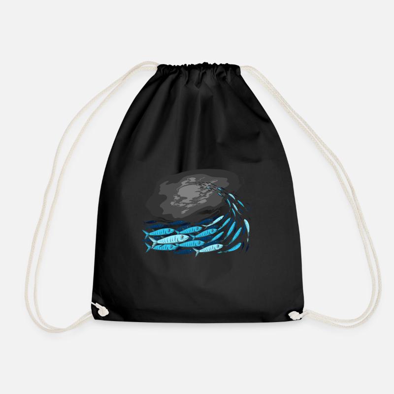 Fish Predatory fish - Drawstring Bag - black