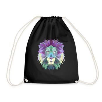 LION POLYGON - Drawstring Bag - black - Front