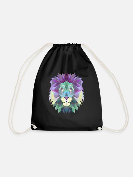 LION POLYGON - Drawstring Bag - black
