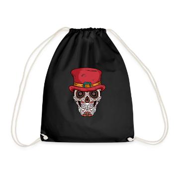 Sugar Skull Hat - Drawstring Bag - black - Front