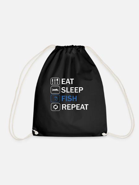 Eat sleep fish repeat - Turnbeutel - Schwarz