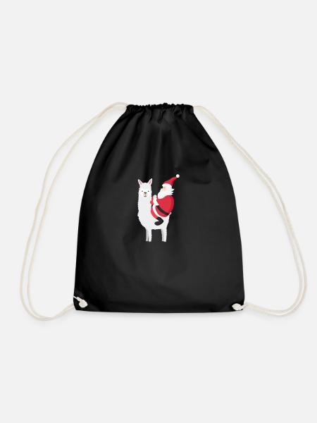 Llama Unicorn Christmas Lama Trends Quote Gift - Drawstring Bag - black