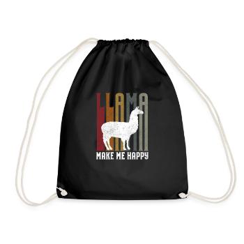 Llama Unicorn Happy Llama dyre trends siger gave - Drawstring Bag - black - Front