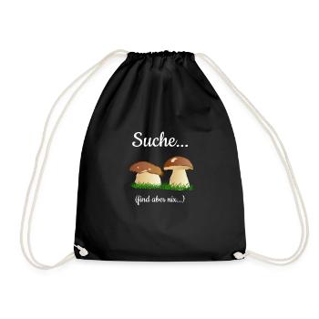 Pilz Pilze Pilzsammler Steinpilz suchen Geschenk - Turnbeutel - Schwarz - Vorne