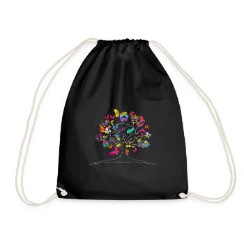 Butterflies butterfly tree - Drawstring Bag - black - Front