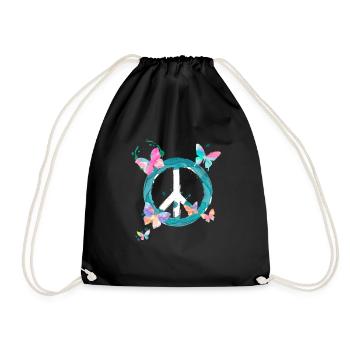 Papillons de signe de paix - Sac de sport léger - noir - Devant