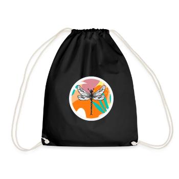Dragonfly animal lover - Drawstring Bag - black - Front