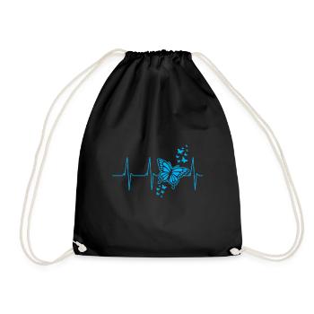 Butterfly heart pulse - Drawstring Bag - black - Front