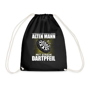 Darts Dartboard Dart | Geschenkidee Opa Rentner - Turnbeutel - Schwarz - Vorne