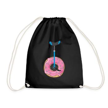 Donut Unicycle - Drawstring Bag - black - Front