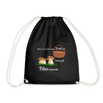 Pilz Pilze Pilzsammler Steinpilz suchen Geschenk - Turnbeutel - Schwarz - Vorne