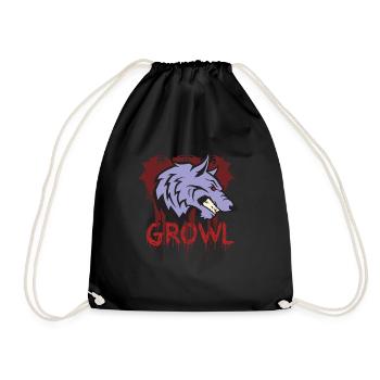 Howling Wolf - Drawstring Bag - black - Front