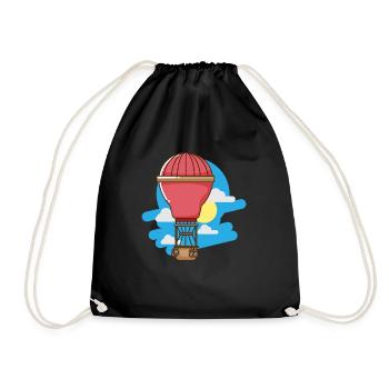 Heißluftballon mit Wolken - Turnbeutel - Schwarz - Vorne
