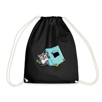 camping skunk camper camping tent nature - Drawstring Bag - black - Front