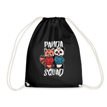 Red Little Panda Panda Bear Squad Gift - Drawstring Bag - black - Front