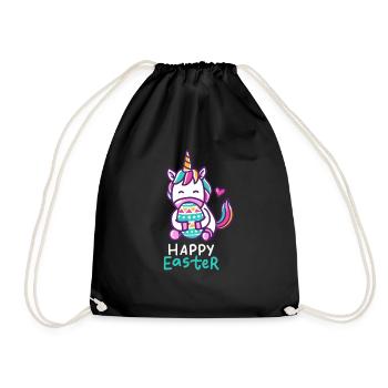 Einhorn - Einhörner - Geschenk - Frohe Ostern - Turnbeutel - Schwarz - Vorne