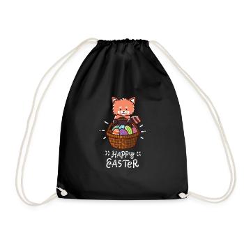 Red Panda - Easter - Happy Easter - Easter egg - Drawstring Bag - black - Front