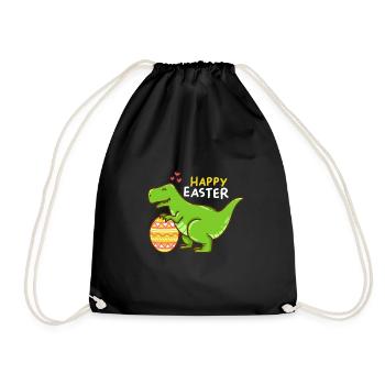 T-Rex - Easter - Happy Easter - Gift - Easter Egg - Drawstring Bag - black - Front